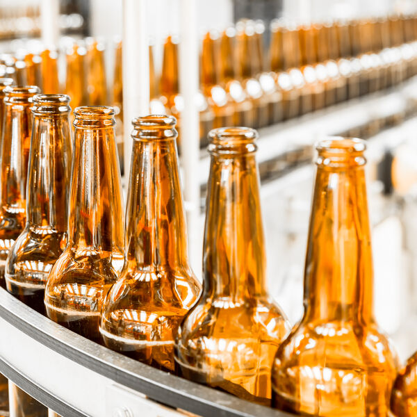Beer bottles in manufacturing 