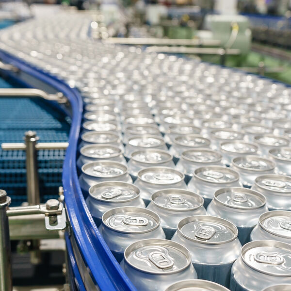 Soft drink beverages being manufactured