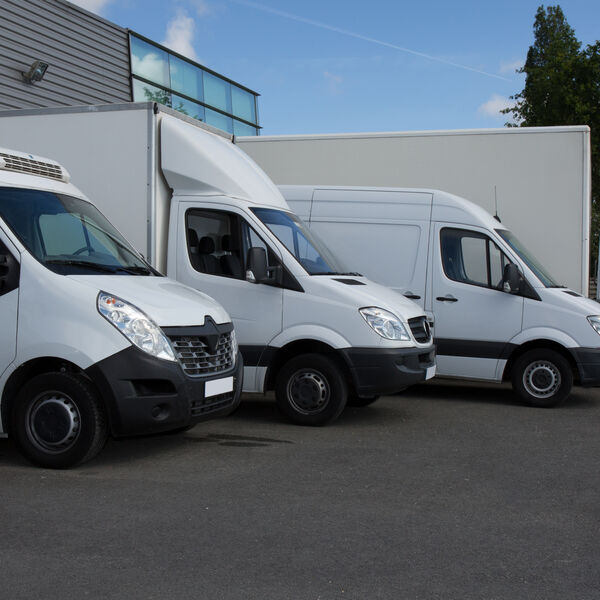 Different parked commercial vehicles 