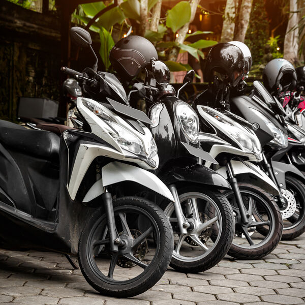 Motorcycles parked