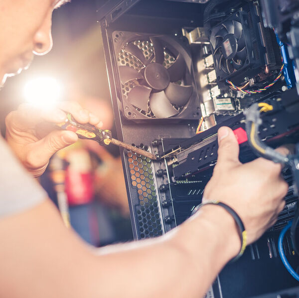 Man repairing computer