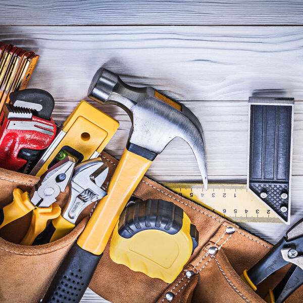 A variety of tools in a tool belt 