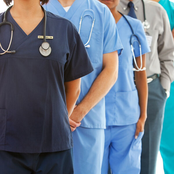 Medical staff in different scrubs 