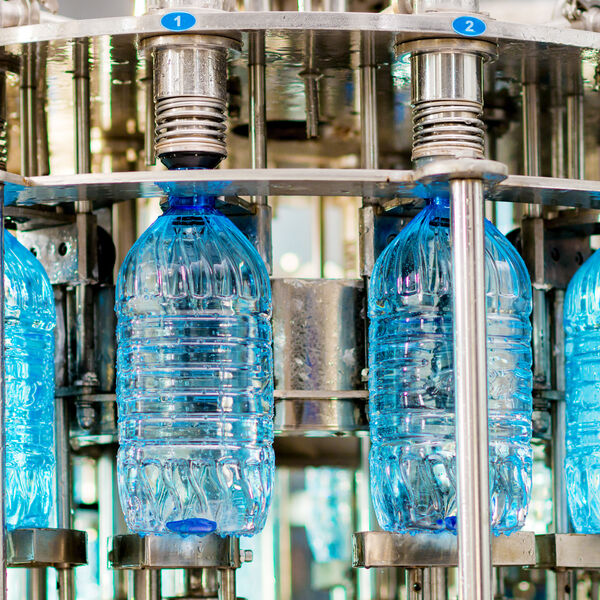 Bottled water being manufactured